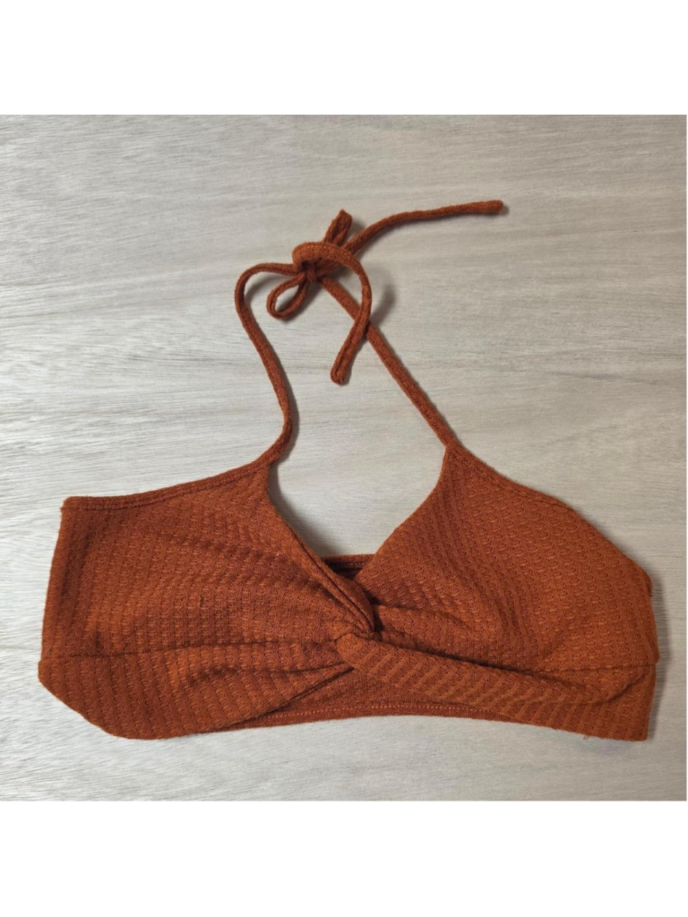 Orange ribbed knit halter crop top #halter #ribbed